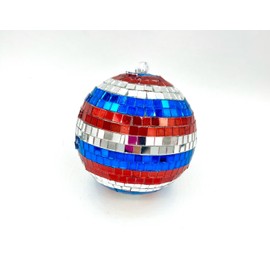3.5" Patriotic Swirl Disco Ball, bowl filler decor, USA America July Summer decoration, Red Silver Blue mosiac