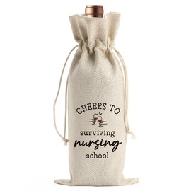 Funny Nurse Graduation Gift Wine Bag for Her Him Gifts for Nurse Student RN Nurse Practitioner Oncology Nurse Graduates Cheers to Serviving Nursing School Wine Bottle Bag for Graduation Party Decor