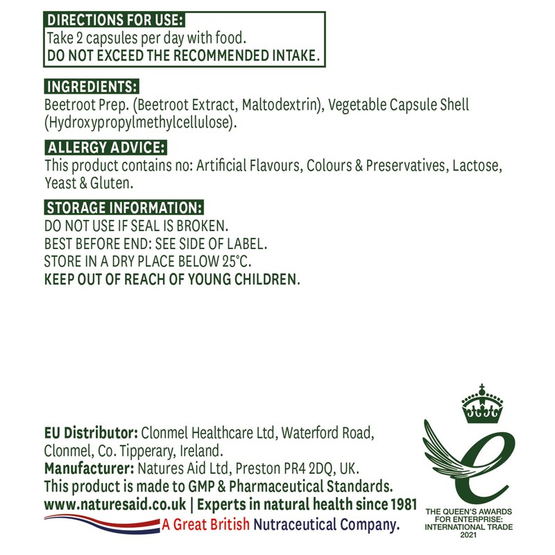 Natures Aid Organic Beetroot 4620mg 60 Capsules (Pack of 3)