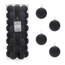 Every Day is Christmas Velvet 50ct 57cm/2.24" Christmas Ornaments, Shatterproof Christmas Tree Ornament Set, Flocking Ball Decorations (Velvet Grey)