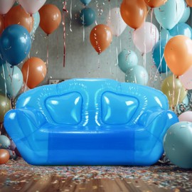 Kigley Inflatable Chair Blow Up Couches Transparent Inflatable Sofa Seat Yard Patio Portable Air Couch Furniture for Outdoor Indoor Camping Beach Room(Double Seat,Clear)