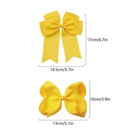 4 Pack 6 Inch Hair Bow Hair Clips, Large Hair Bows for Girls, Hair Bow Hair Accessory for Girl Women, Yellow