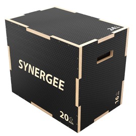 Synergee 3 in 1 Non-Slip Wood Plyometric Box for Jump Training and Conditioning. Wooden Plyo Box All in One Jump Trainer. Size - 24/20/16