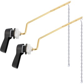 Hibbent 2 Pack Universal Metal Side Mount Toilet Handle Replacement Kit, Brass Toilet Flush Tank Lever with 2 Pieces Stainless Steel Flapper Chains for Most Toilets, Oil-Rubbed Bronze