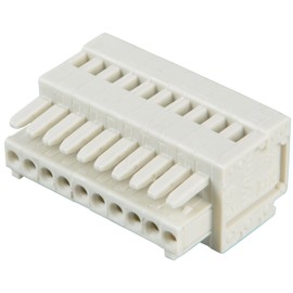 WAGO 733-110 100% Protected Against MISMATING, 1-Conductor Female Connector, 0.50 MM, CAGE CLAMP, 10-Pole, PIN SPACING 2.5 MM, Light Gray, 0.5 MM