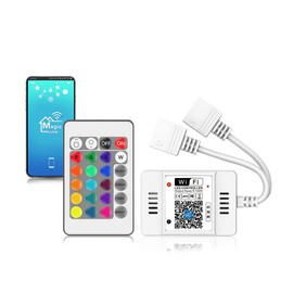 Arotelicht Arote LED Controller WIFI RGB 4Pin Wlan Smart Led Strip wifi Kontroller mit 24 Tasten IR Fernbedienung fr 5050, 3528 RGB 4Pin Stripe Streifen, Sound Aktiviert,16 Mio Farben, 20 Dynamische Modi