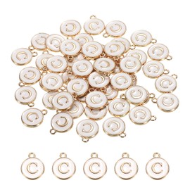 sourcing map Alphabet C Letter Charm Double Sided Enamel Initial Alphabet Pendant, for Necklace Bracelet Earring Jewelry Making, Pack of 50