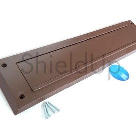 ShieldUp Brown Internal Letterbox Seal | Draught Excluder Cover with Flap & Brush | 343mm x 80mm