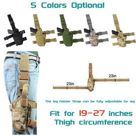 Gexgune Tactical Leg Holster for Pistols Tactical Thigh Rig Gun Holster with Magazine Pouch Adjustable Right-Handed (CP)