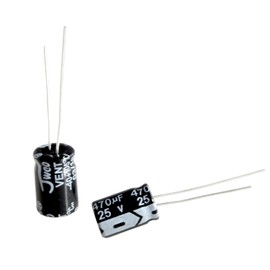Kaito Denshi 25V 470μF Electrolytic Capacitors, 0.3 x 0.5 inches (8 x 12 mm), JWCO Electronic Work Circuits, Pack of 10