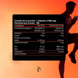 Omega 3-1400mg por Cápsula - Aceite de Salmon - EPA y DHA - 180 Cápsulas para 6 Meses - Omega-3 - Fish Oil Salmon Oil - Darfarma