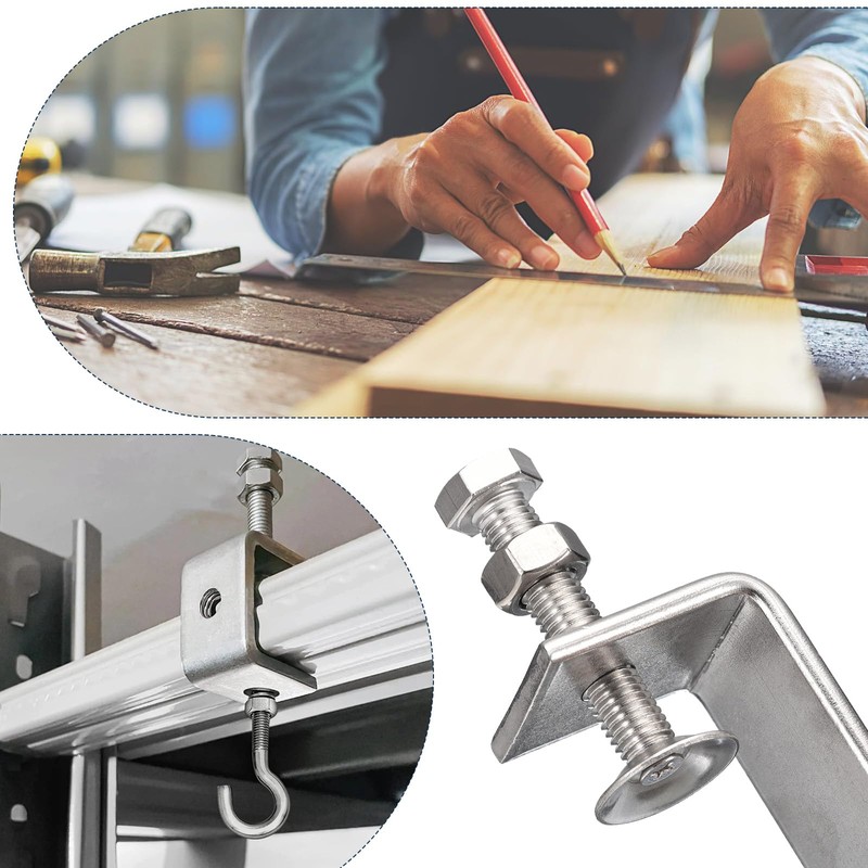 2 Pack 304 Stainless Steel C Clamps with 120mm/4.72" Stable
