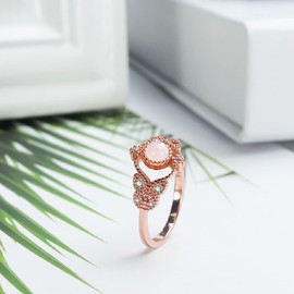 LTCXCXCD 14k Gold-Plated Opal Ring White Fire Opal, and Cubic Zirconia Women's Jewelry Engagement Wedding Ring (7)