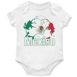Purple Print House Mexico Flag Football Babygrow Mexican Soccer Fútbol Tournament Supporters 2022 Baby Gifts for Boys Girls, 3-6 Months, White