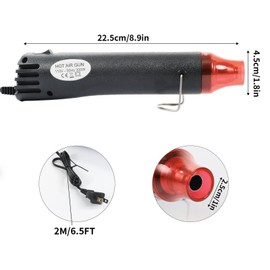 VortecSys Heat Gun for Crafting, 110V 300W Handed Hot Air Gun, 3.28FT Ultra-Long Cable Portable Heat Gun with Stand and Power Cord for Shrinking Wrapping PVC, DIY Embossing and Drying Paint (Black)