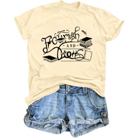 Tewmeu Flourish and Blotts Shirt Book Graphic Tees for Women Magical Wizard Costume Tops