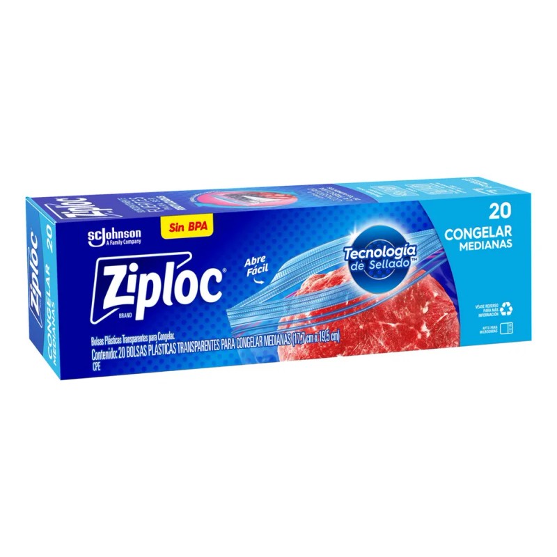 Ziploc Bolsa Reutilizable para Congelar Medianas 20 piezas