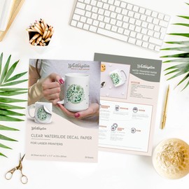 Wellington Waterslide Decal Paper Laser Clear, A4 Water Decal Paper for Laser Printer, Clear Transfer Paper (20 Sheets)