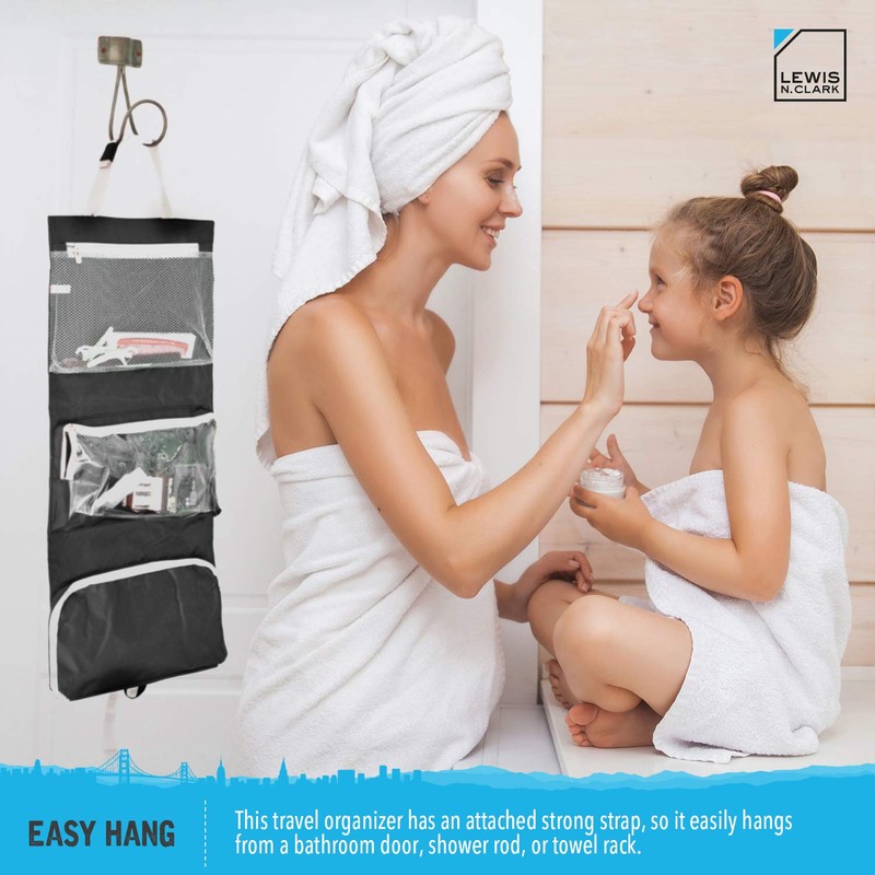Lewis N. Clark Hanging Toiletry Bag for Travel Accessories, Shampoo,