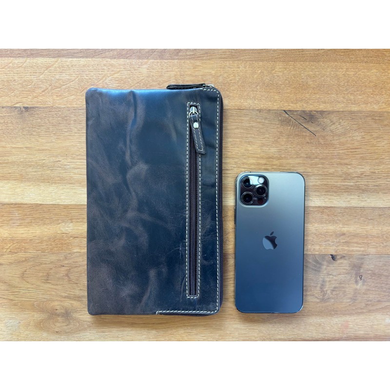 LEAS Banktasche & Geldtasche im Vintage-Style Echt-Leder, braun Special-Edition