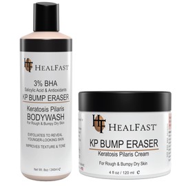 Healfast KP Bump Eraser Cream (4 Oz) and Bodywash (8 Oz) Set – Soften, Exfoliate, Nourish Rough and Bumpy Skin – Keratosis Pilaris - For All Types