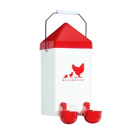 RentACoop 1 Gallon PVC Chicken Waterer with 2 Auto-Fill Cups, Horizontal Nipples and Anti-Roost Cone - Suitable for Chicks, Chickens, Quails, Pigeons and Gamebirds
