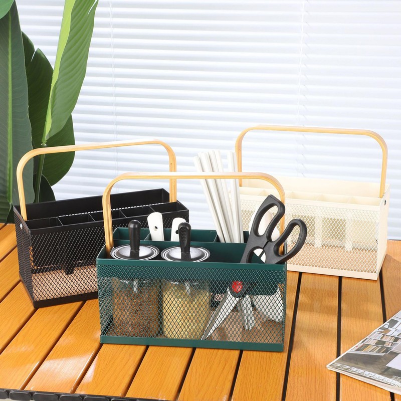 AJIODA Utensil Caddy Metal Mesh Silverware Cutlery Organizer Basket with