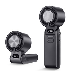 Lilampts Portable Handheld Turbo Fan with Cooling Plate, 1–100 Stepless Speeds Rechargeable Personal Mini Fan, Perfect Summer Gift for Office Camping Travel Outdoor(Black)