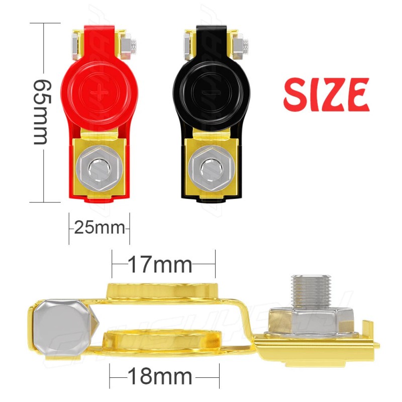 CHUSYYRAY Brass Battery Terminal Positive & Negative Clamps Connectors For