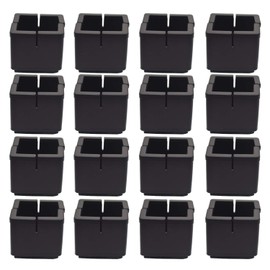 Silicone Furniture Chair Leg Caps Pads Floor Protectors with Felt (Square L: 1-1/4" W: 1-1/4", Black)