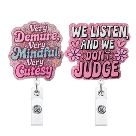 Snylcce Funny and Cute Badge Reel with Clip Closure for Nurses,Doctors,Teachers,Students,Office Workers etc,Cartoon Pattern Badge，Workplace Essentials, Induction Gifts,Graduation Gifts-Pink