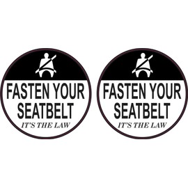 StickerTalk Fasten Your Seatbelt Vinyl Stickers, 1 Sheet of 2 Stickers, 3 inches by 3 inches Each