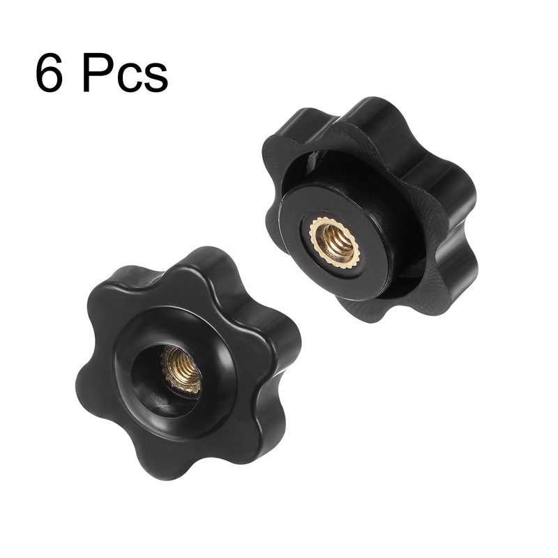 sourcing map 6pcs Star Knobs M4 Female Thread 25mm 6-Point