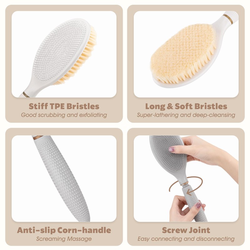 GEENOA New Back Scrubber for Shower, 18.9‘’ Shower Back Scrubber