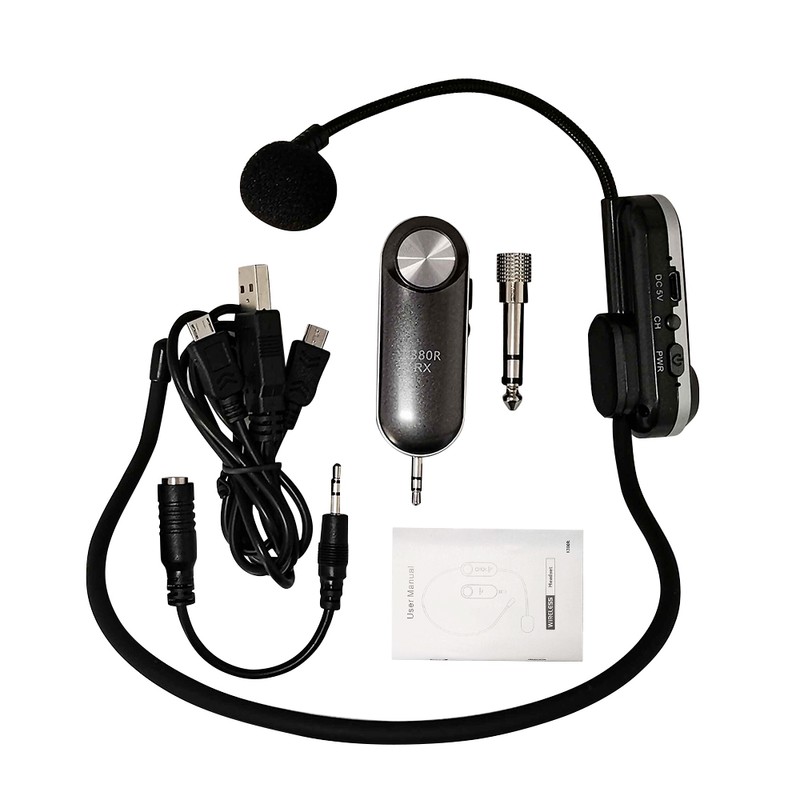 Lightweight Portable Wireless Headset Microphone UHF Mic with Receiver Box