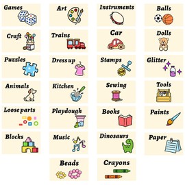 Toy Label Stickers Toy Storage Stickers for Kids Baby Room Playroom Wall Stickers Home Organization Labels for Bins Storage Labels Removable Household Organizing Decals for Containers Boxes