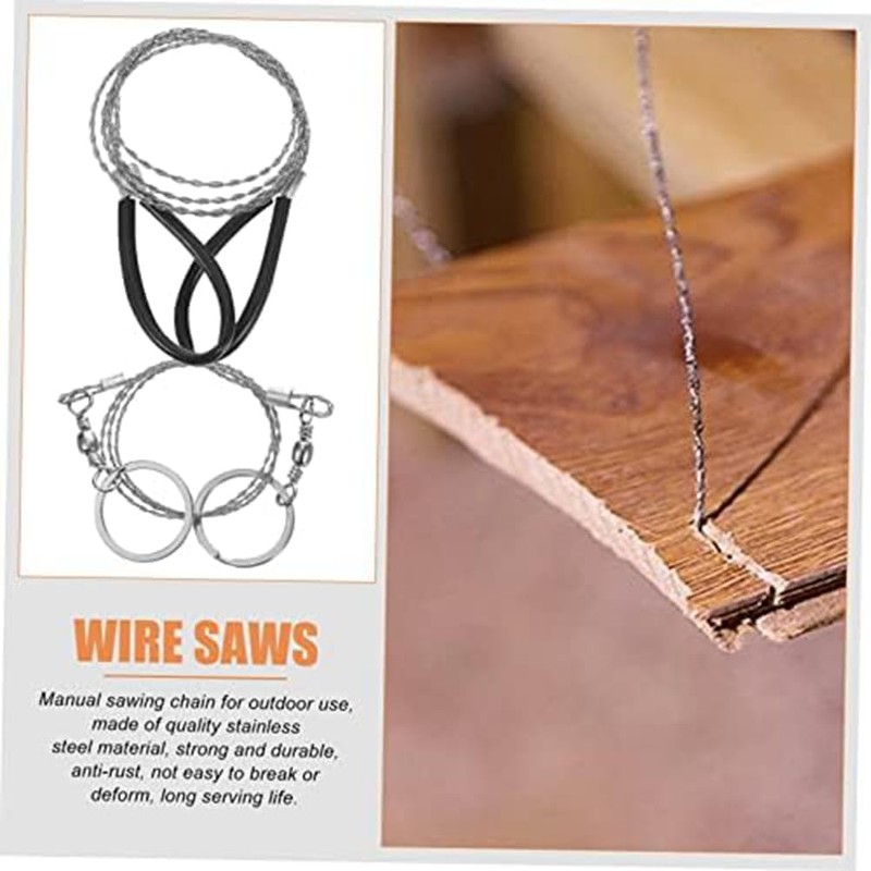 Tuperoymse 4Pcs Wire Saw Chain Garrote Wire Rope Chainsaw Survival