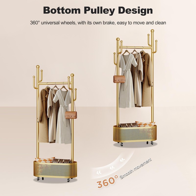 Ergocar Coat Stand. A jacket hat rack with a basket,