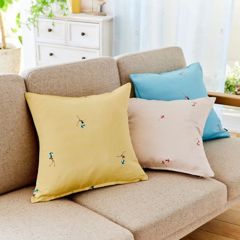Suminoe V349C Cushion Cover, Yellow, 17.7 x 17.7 inches (45