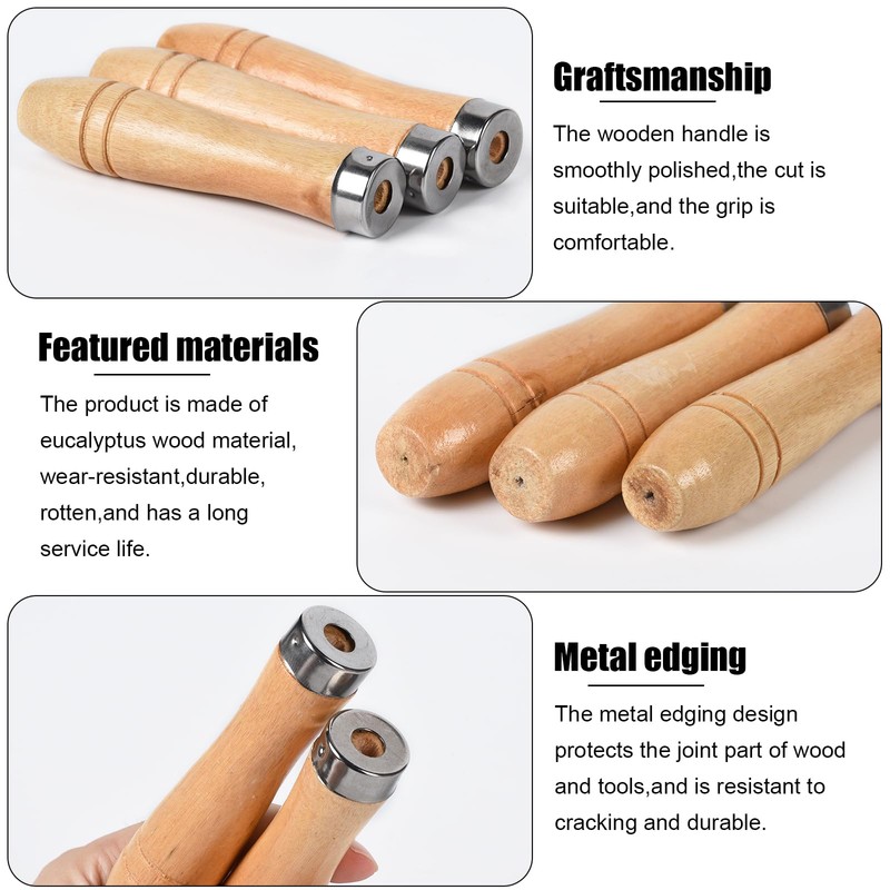 TopHomer 20 Pieces Wooden File Handle, Safety File Handle with