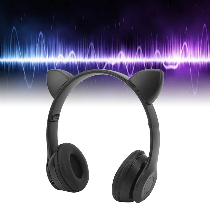 P47M Wireless Headphone Cute Cartoon Cat Ear LED Light 400mAh