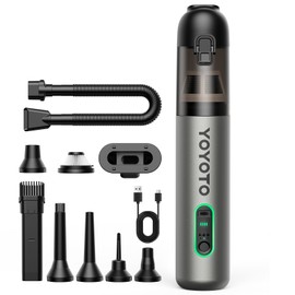 yoyoto Car Vacuum, Handheld Vacuum Cordless with 21000Pa Powerful Suction & 3 Modes, 4-in-1 Portable Hand Held Mini Vacuum Cleaner Rechargeable, Ultra Light for Car Home Office (Silver)