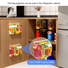 Fockety Food Pouch Organizer, 6 Holes No Squeeze, ABS White, Kitchen Pantry, Cabinet, Fridge, Applesauce, Yogurt, Baby Food Pouches, 25cm x 5cm x 3cm