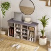 DINZI LVJ Shoe Storage Bench with Cushion, 16-Cubby Shoe Rack,