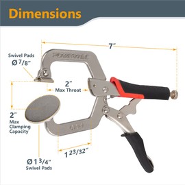 POWERTEC 4PCs 2 Inch Face Clamps for Woodworking, Heavy Duty Wood Clamps with Ergonomic Grip & Large Swivel Pads, Vise Grip Clamps for DIY, Welding, Pocket Hole Joinery, Wood Projects (71641-P2)