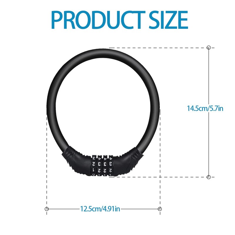 Bicycle Lock with Numbers, Small, 2 Pieces, Mini Cable Lock,