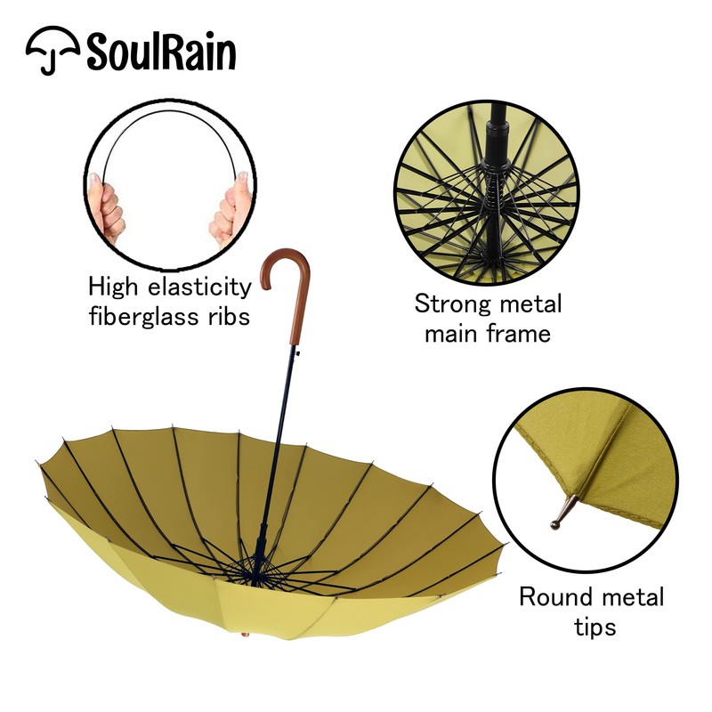 SoulRain 16 Ribs 48" Stick Umbrella Auto Open Solid Color