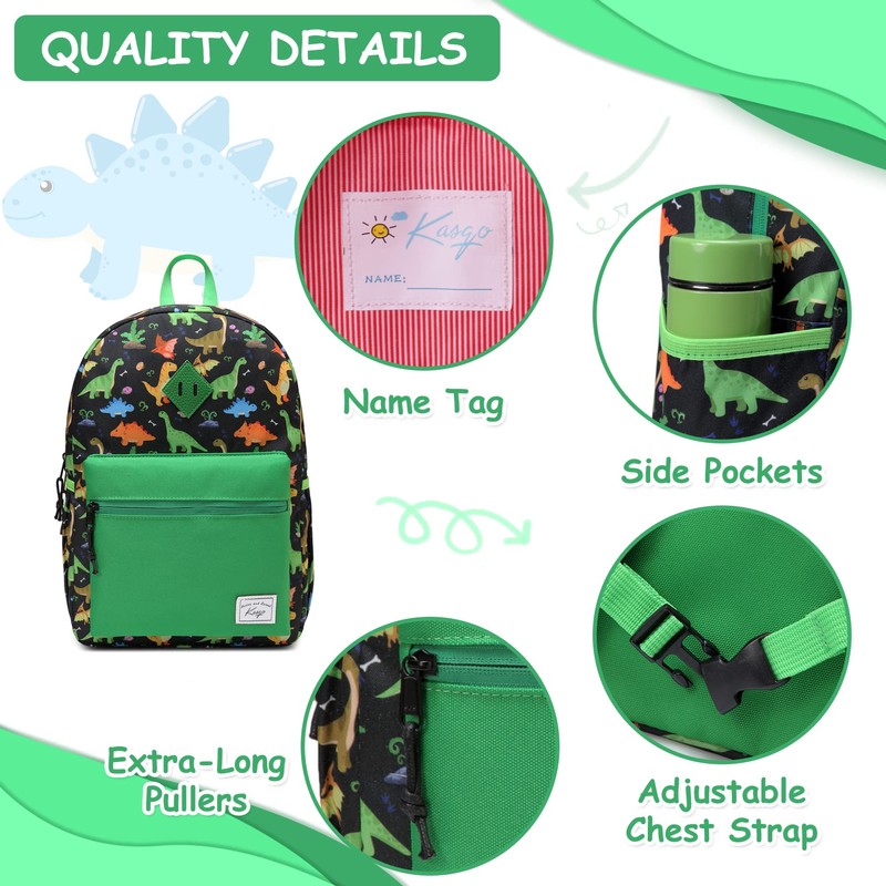 Kids Backpack for Boys, Kasqo Cute Lightweight Water Resistant Toddler