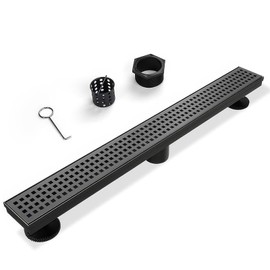 SaniteModar Linear Shower Drain 24 inch Matte Black with Square Hole Panel