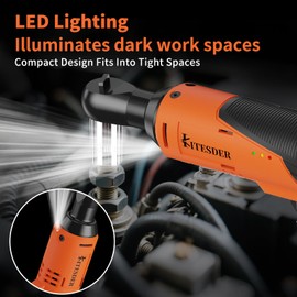 KITESDER Cordless Electric Ratchet Wrenches Set,Lightweight,Power Ratchet Wrenches, 40Ft-Lbs (55N.m) 16.8V Cordless Ratchet Wrench 3/8" with LED Light and 6 Sockets(2.0Ah Batteries and Charger)